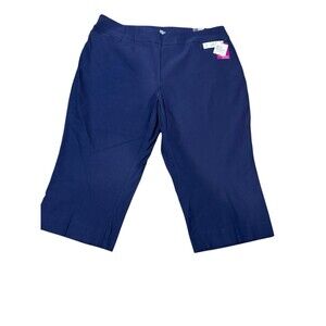 Kim Rogers Women’s Plus Size Pull-On Capri Pants 22W Navy Blue Tummy Control NWT